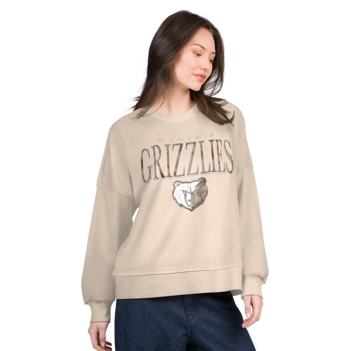 Memphis Grizzlies G-III 4Her by Carl Banks Women's Oversized Vet II Sweatshirt Natural