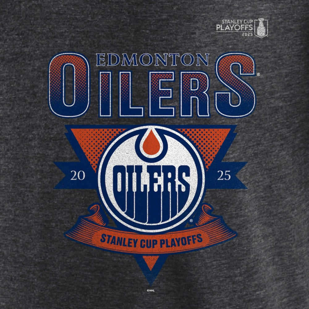 NHL Edmonton Oilers Fanatics 2025 Stanley Cup Playoffs Crossbar Tri-Blend T-Shirt - Heather Charcoal