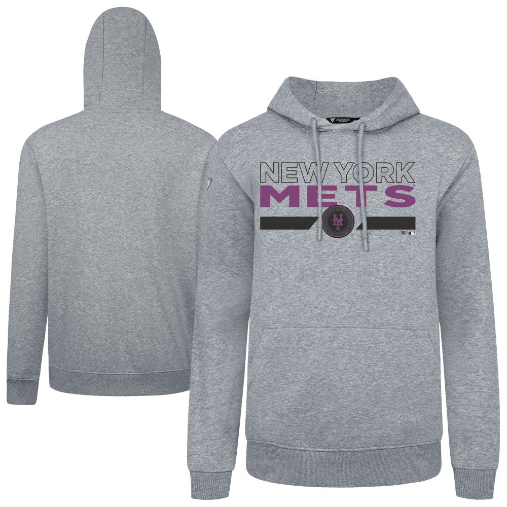 New York Mets Levelwear City Connect Podium No Hitter Pullover Hoodie - Gray Hoodies