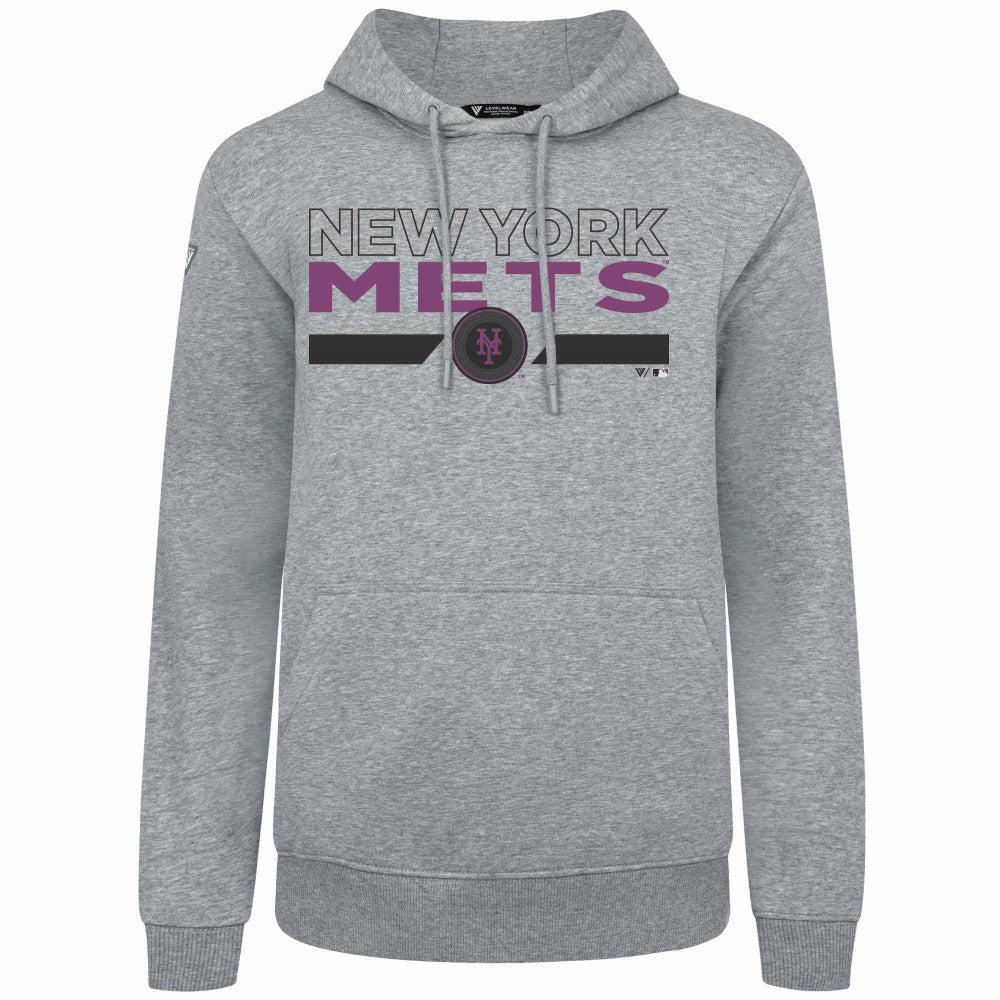 New York Mets Levelwear City Connect Podium No Hitter Pullover Hoodie - Gray Hoodies