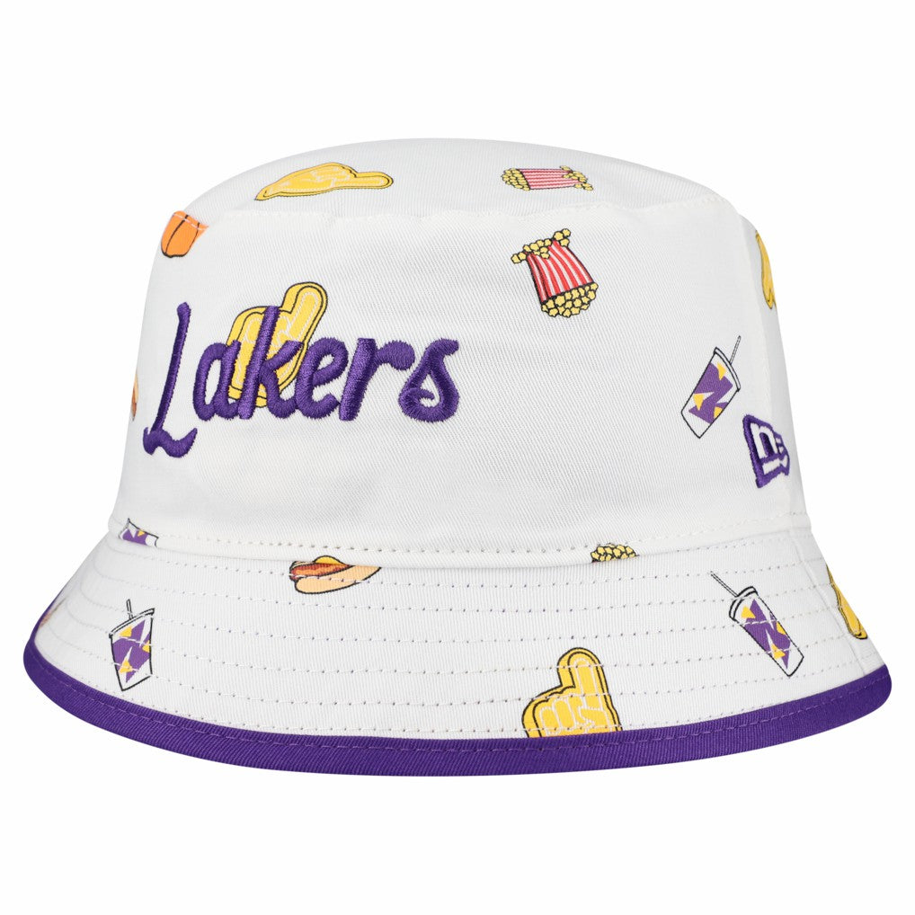 Los Angeles Lakers Team Cheer Reversible Bucket Hat White