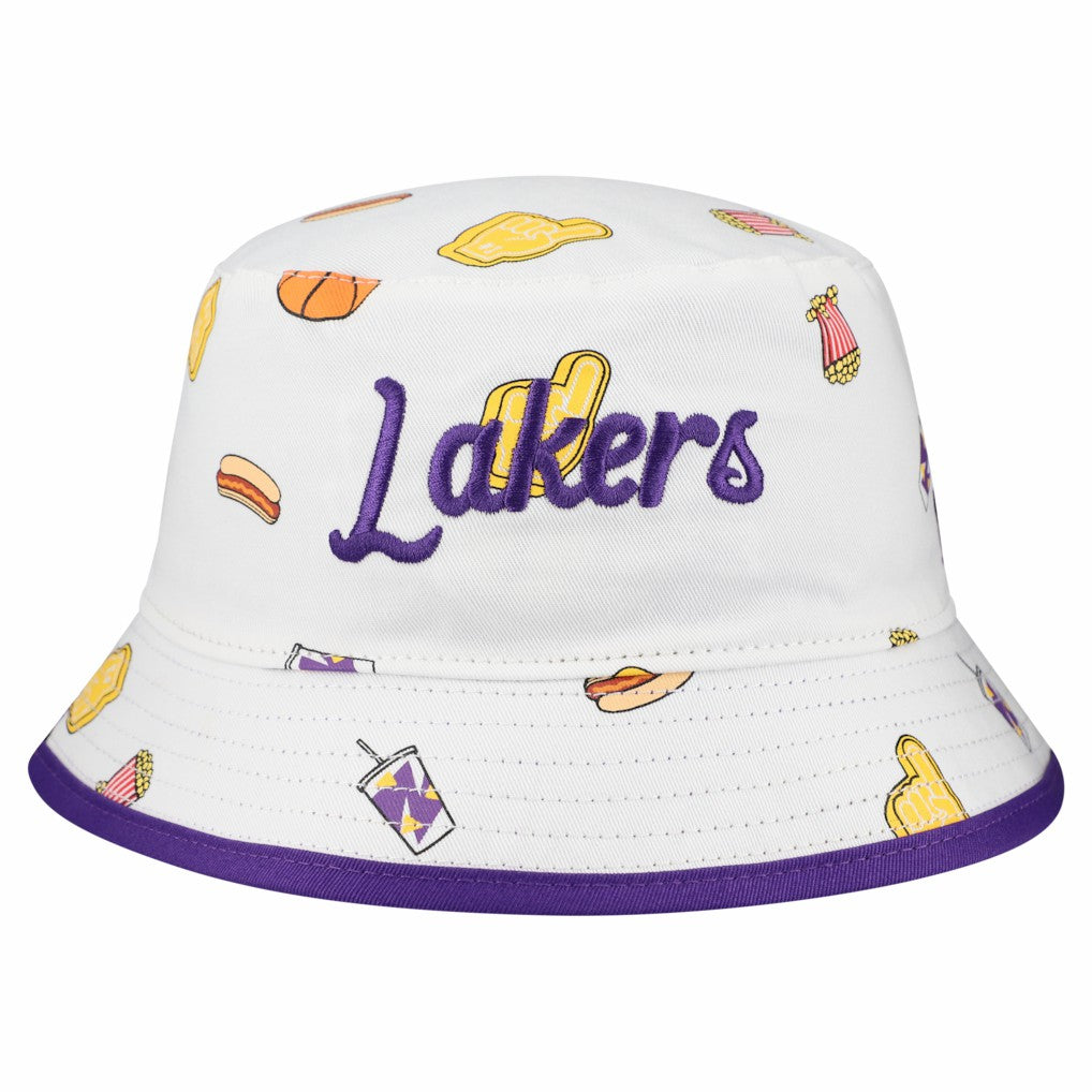 Los Angeles Lakers Team Cheer Reversible Bucket Hat White
