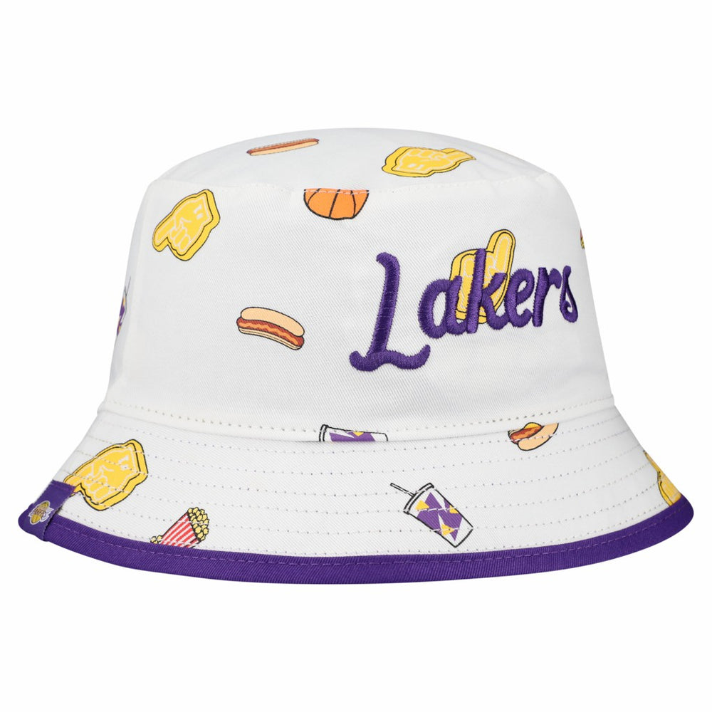 Los Angeles Lakers Team Cheer Reversible Bucket Hat White