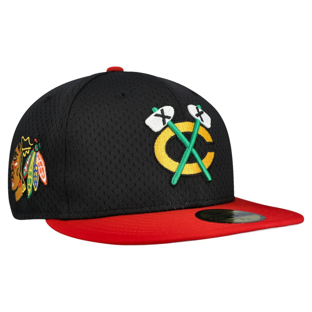 NHL Chicago Blackhawks New Era Mesh Crown Two-Tone 59FIFTY Fitted Hat - Black/Red