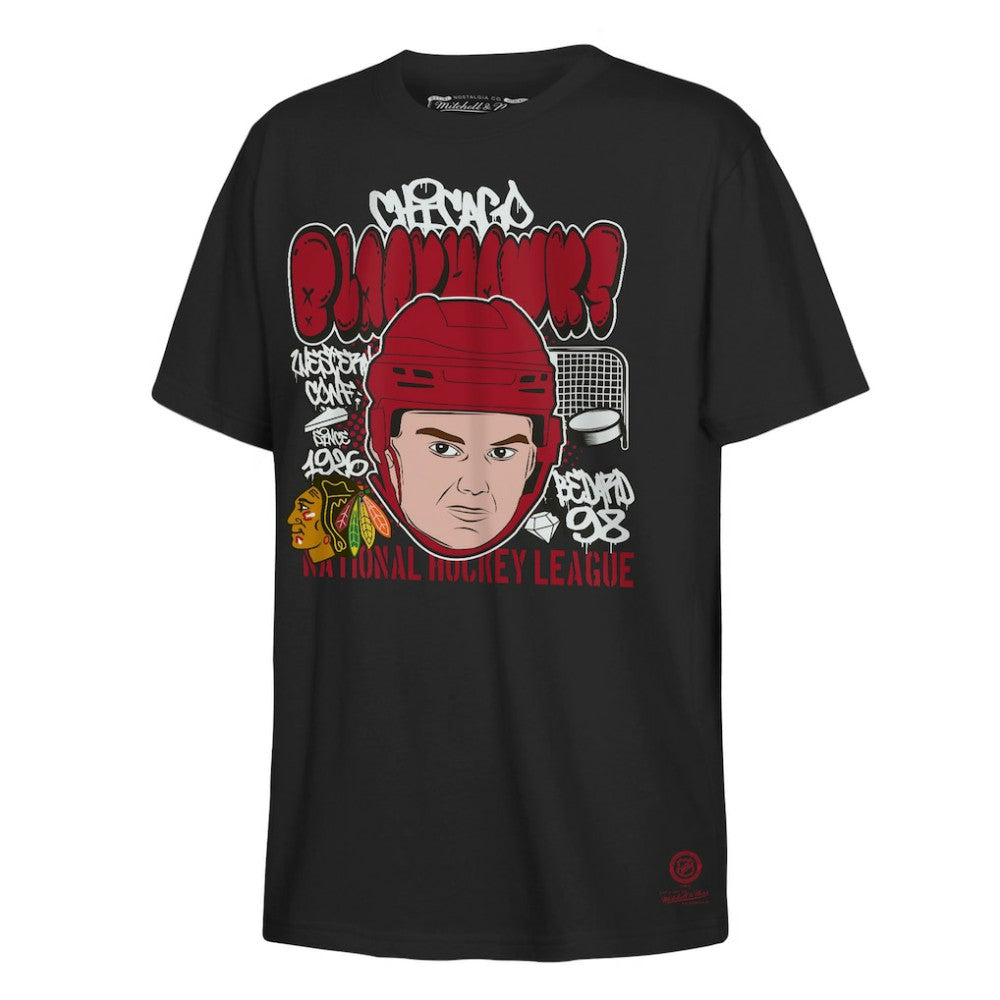 NHL Connor Bedard Chicago Blackhawks Mitchell & Ness Youth Caricature T-Shirt - Black