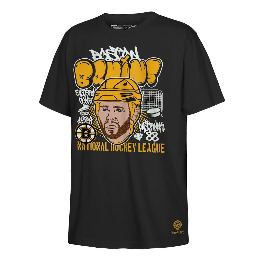 NHL David Pastrnak Boston Bruins Mitchell & Ness Youth Caricature T-Shirt - Black