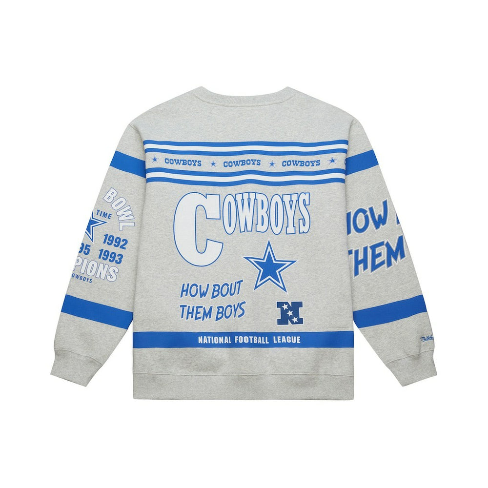 Dallas Cowboys All Over Print Retro Fleece Sweatshirt Heather Gray