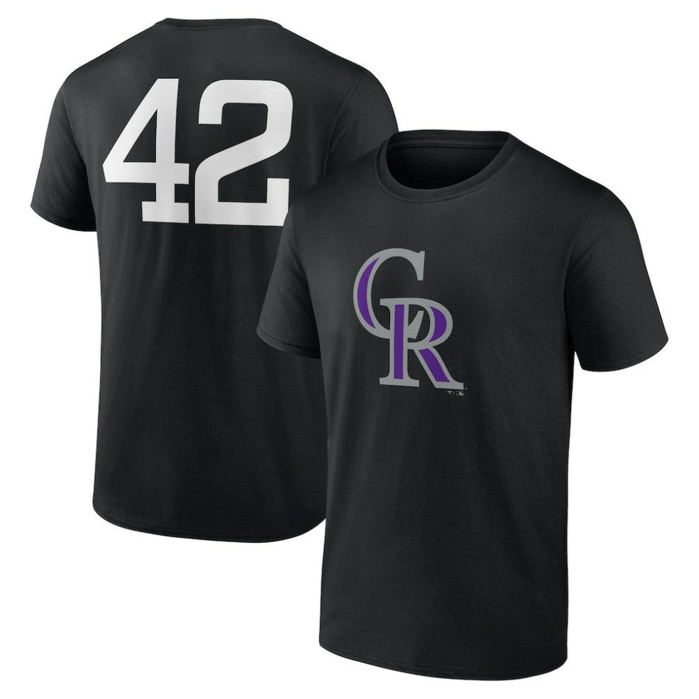 Colorado Rockies Jackie Robinson Day Name & Number T-Shirt - Black T-shirts