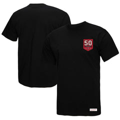 Tampa Bay Buccaneers Women's 50th Anniversary Shield Oversized Boyfriend T-Shirt Black