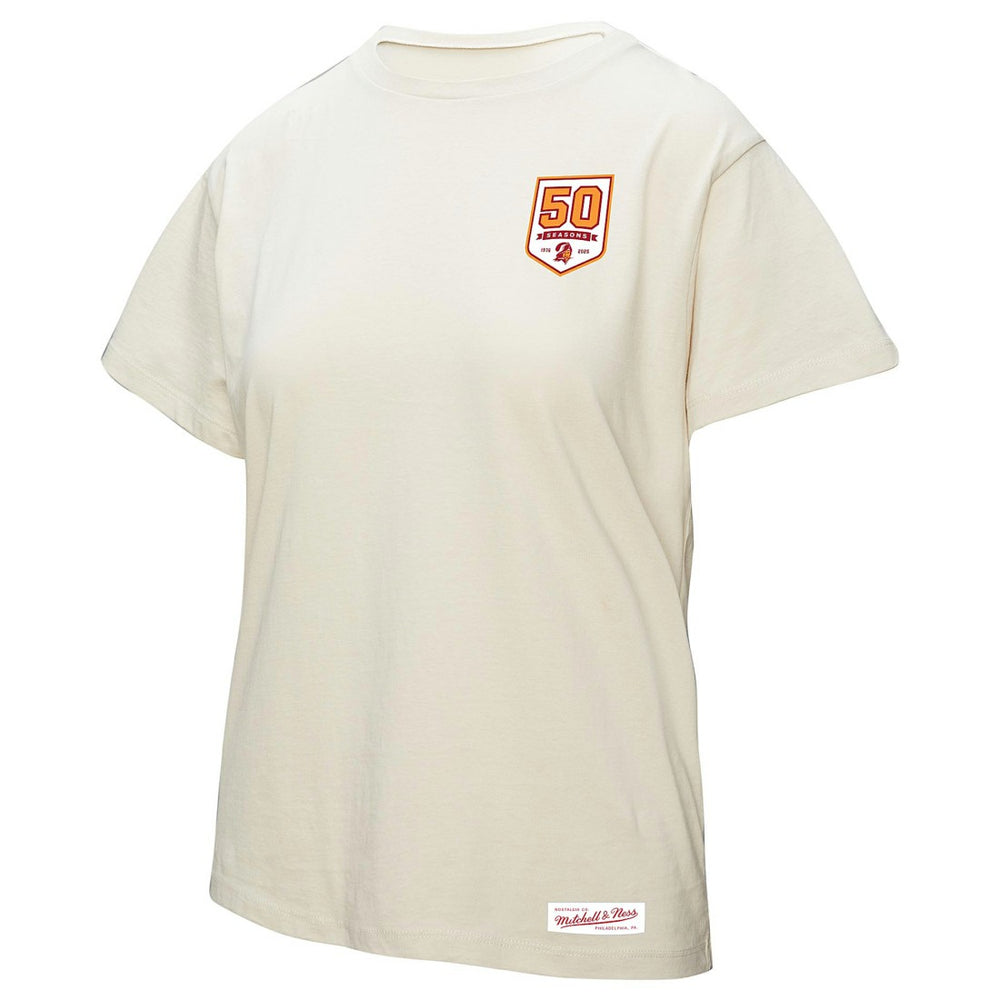 Tampa Bay Buccaneers Women's 50th Season Pirate Oversized Boyfriend T-Shirt Cream