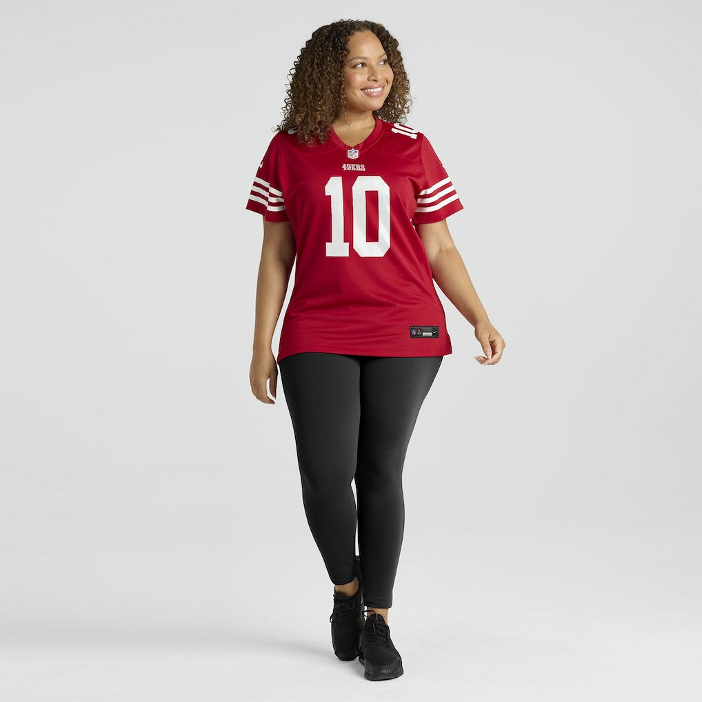 Mac Jones San Francisco 49ers Women's Team Game Jersey Scarlet