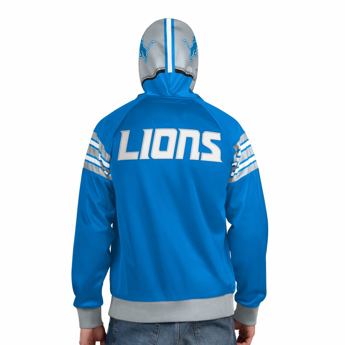 Detroit Lions Pro Player Helmet Full-Zip Hooded Track Jacket Blue/Silver