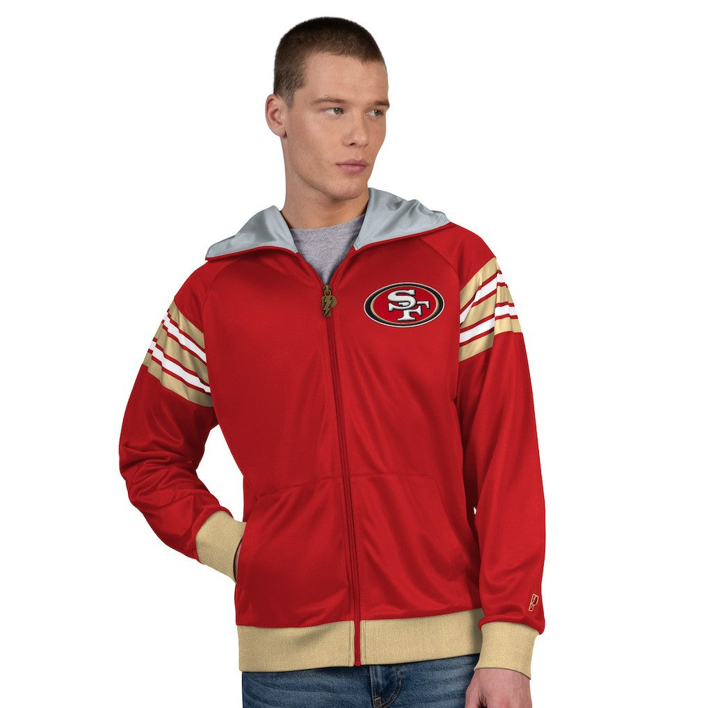 San Francisco 49ers Pro Player Helmet Full-Zip Hooded Track Jacket Scarlet/Gold