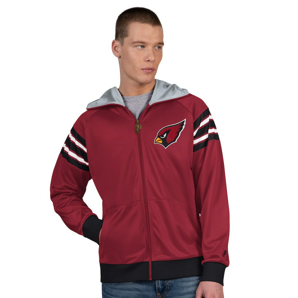 Arizona Cardinals Pro Player Helmet Full-Zip Hooded Track Jacket Cardinal/White