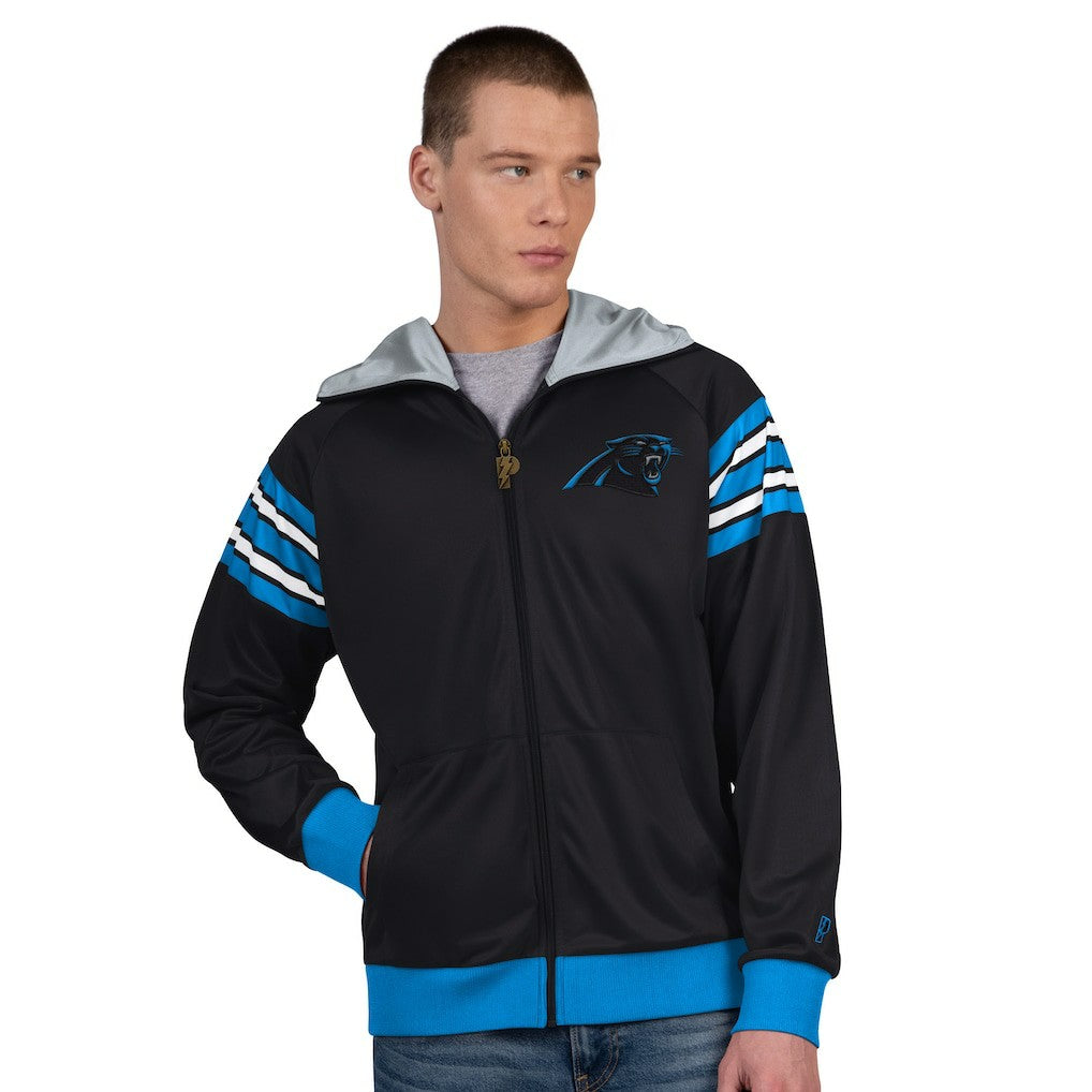 Carolina Panthers Pro Player Helmet Full-Zip Hooded Track Jacket Black/Silver