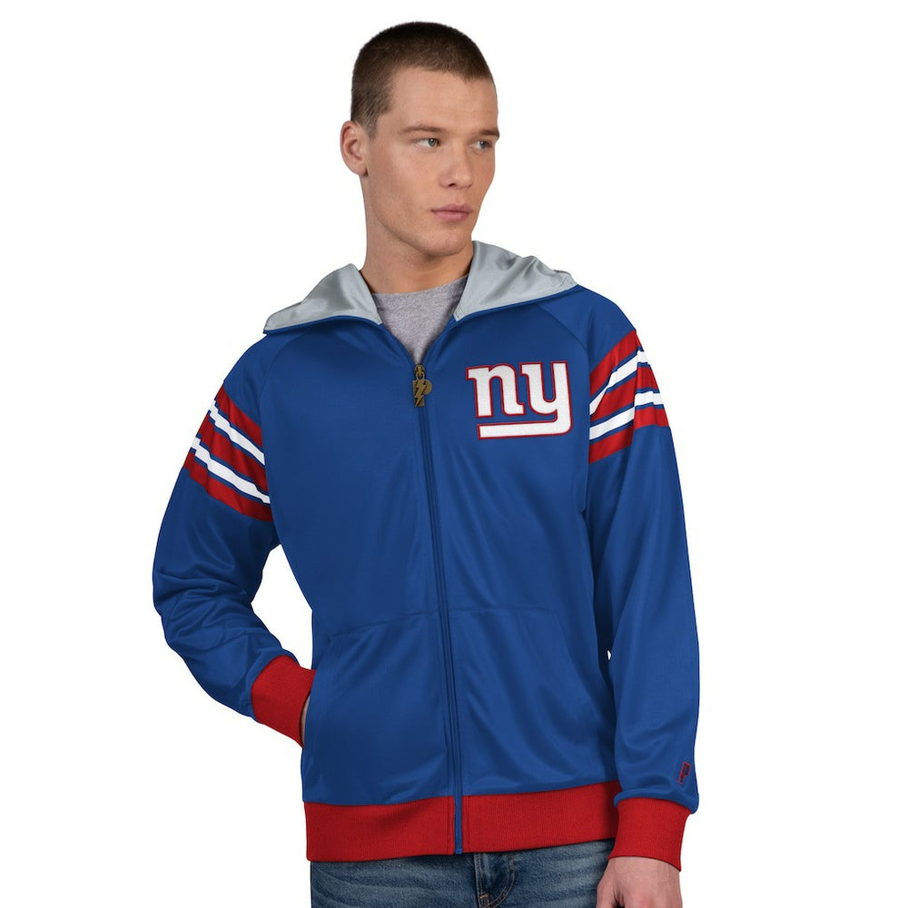 New York Giants Pro Player Helmet Full-Zip Hooded Track Jacket Royal/Red