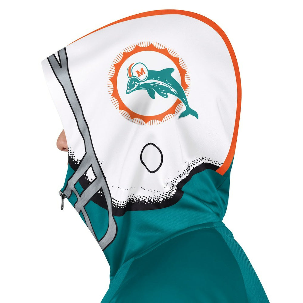 Miami Dolphins Pro Player Retro Helmet Full-Zip Hooded Track Jacket Aqua/Coral