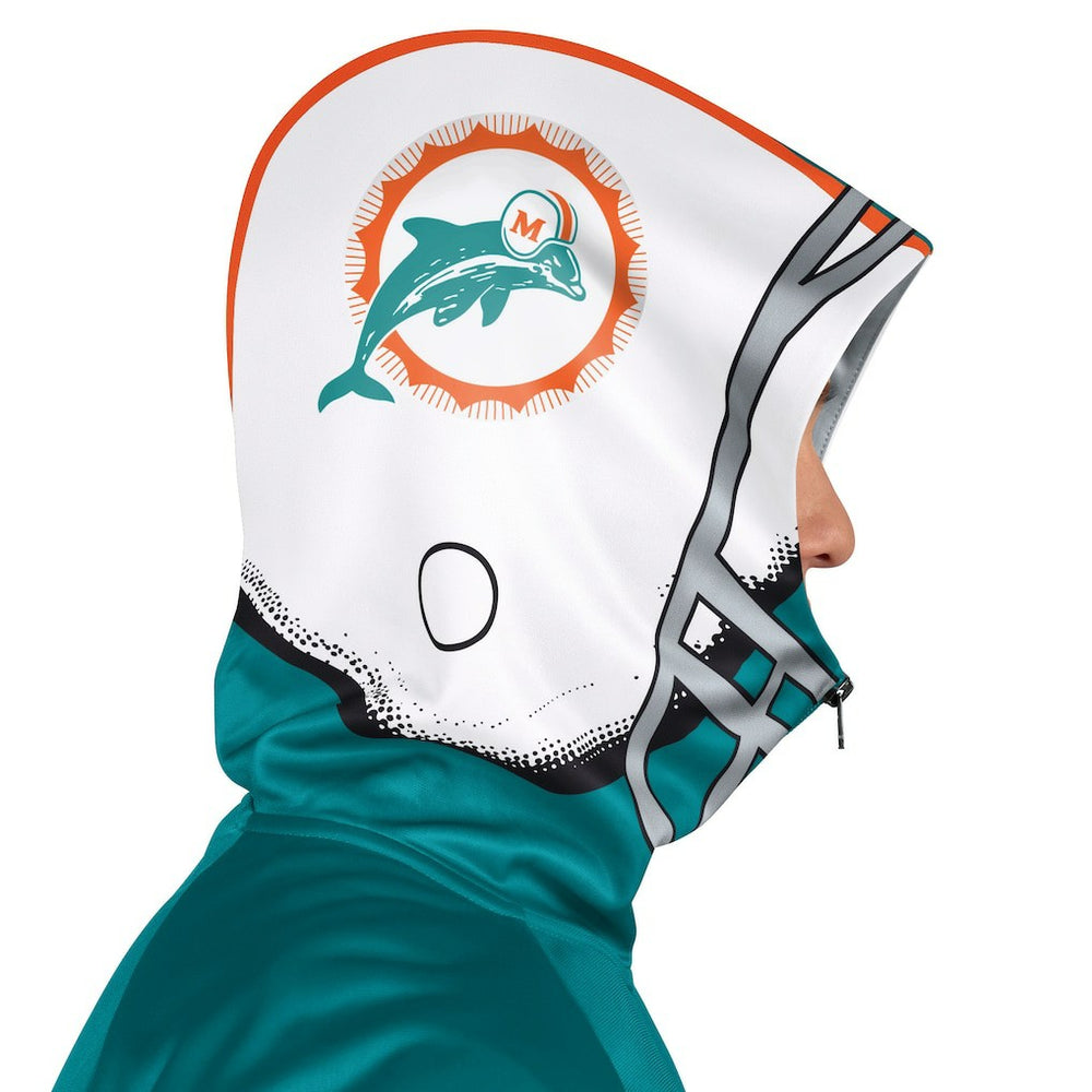 Miami Dolphins Pro Player Retro Helmet Full-Zip Hooded Track Jacket Aqua/Coral