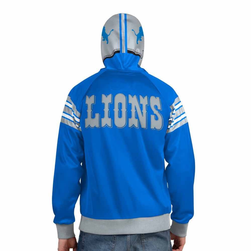 Detroit Lions Pro Player Retro Helmet Full-Zip Hooded Track Jacket Blue/Silver