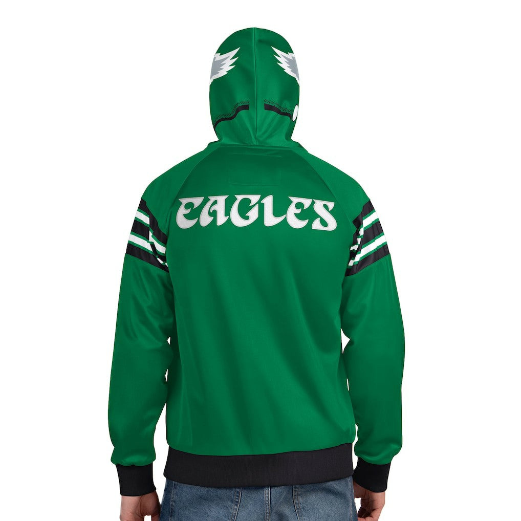 Philadelphia Eagles Pro Player Retro Helmet Full-Zip Hooded Track Jacket Kelly Green/Black