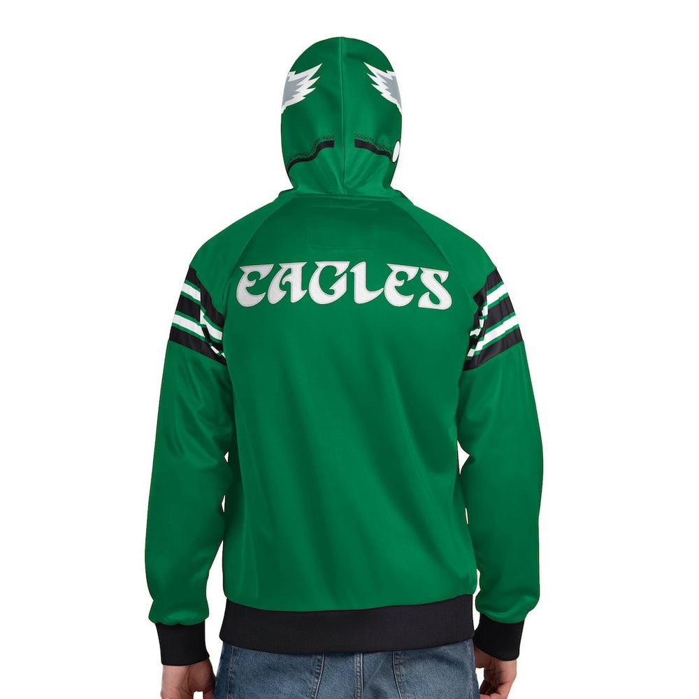 Philadelphia Eagles Pro Player Retro Helmet Full-Zip Hooded Track Jacket Kelly Green/Black