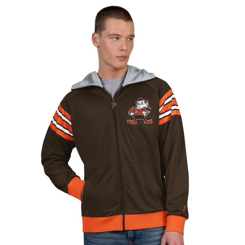 Cleveland Browns Pro Player Retro Helmet Full-Zip Hooded Track Jacket Brown/Orange