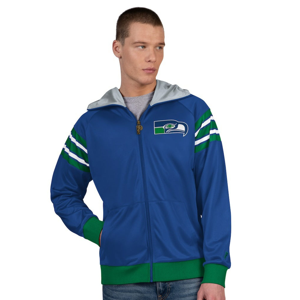 Seattle Seahawks Pro Player Retro Helmet Full-Zip Hooded Track Jacket Royal/Green