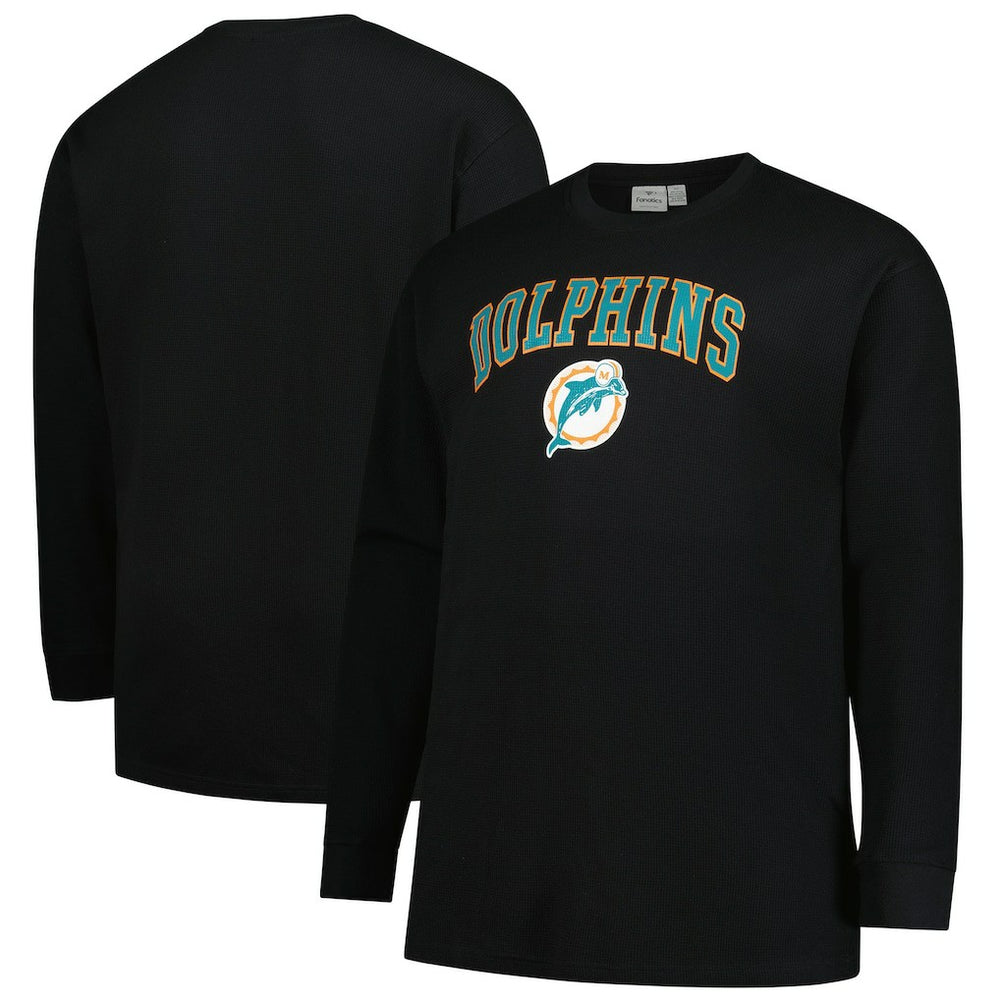 Miami Dolphins Big & Tall Throwback Thermal Long Sleeve T-Shirt Black