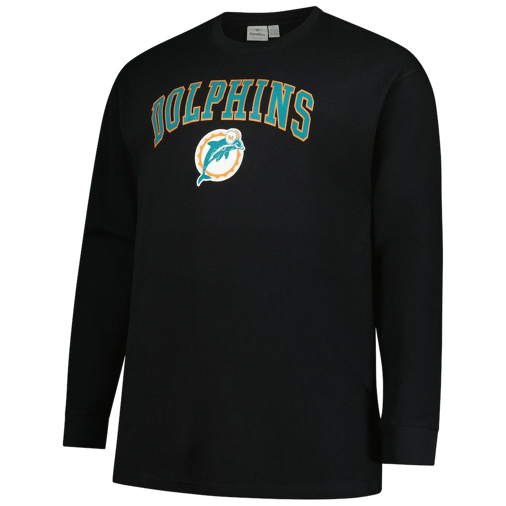 Miami Dolphins Big & Tall Throwback Thermal Long Sleeve T-Shirt Black
