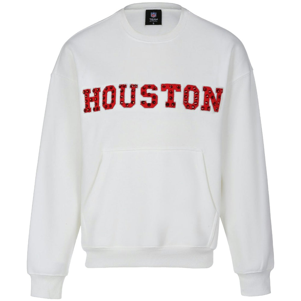 Houston Texans Cuce Women's Chenille Jeweled Sweatshirt White