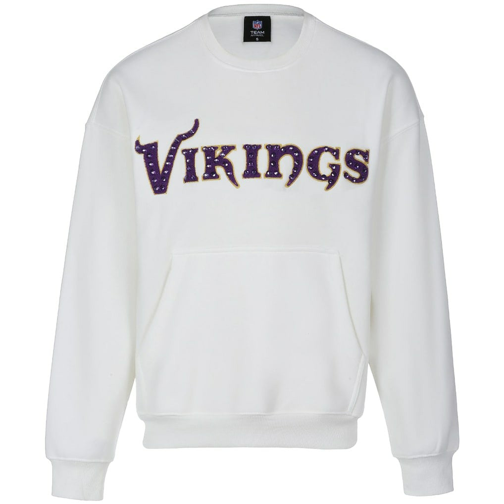 Minnesota Vikings Cuce Women's Chenille Jeweled Sweatshirt White