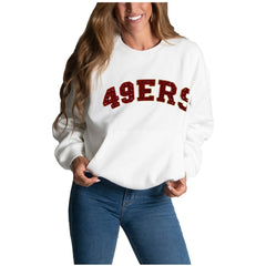 San Francisco 49ers Cuce Women's Chenille Jeweled Sweatshirt White