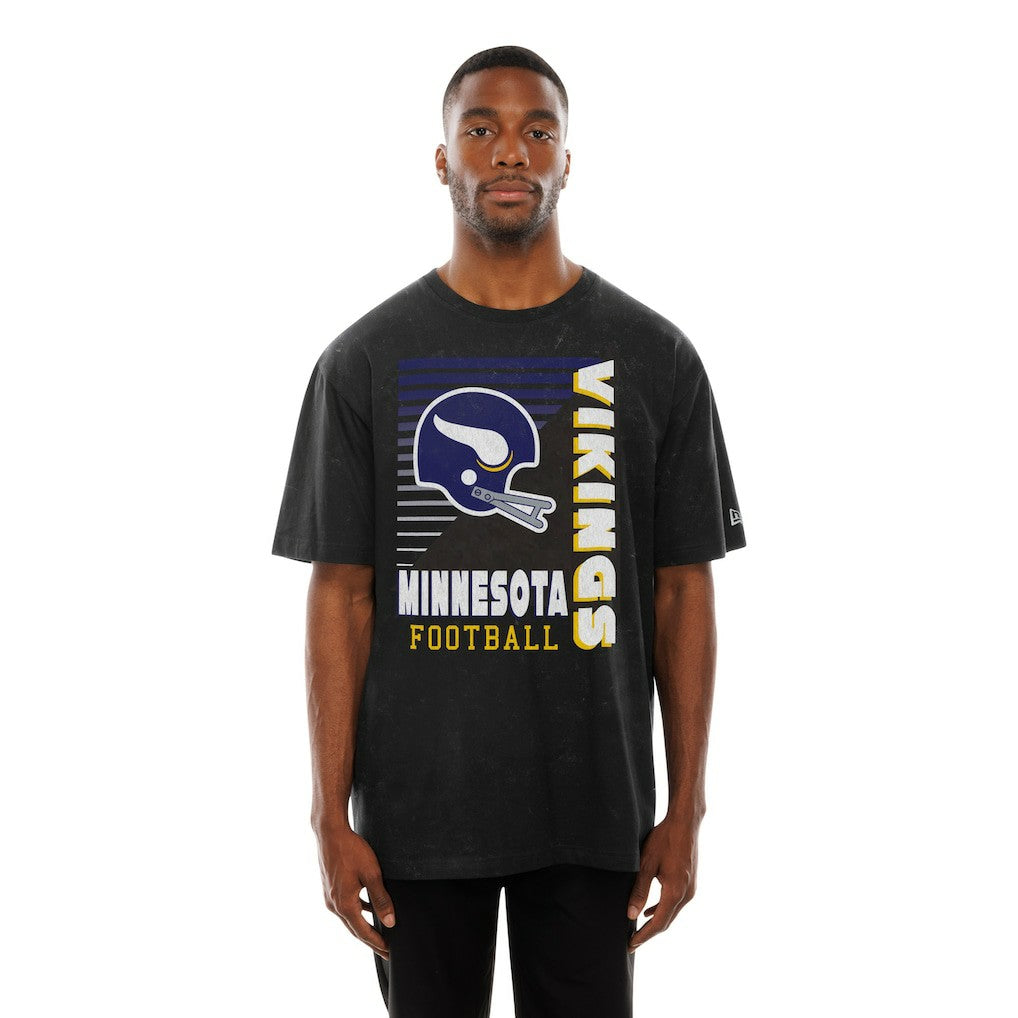 Minnesota Vikings New Era Retro Logo Enzyme Washed Oversized T-Shirt Black