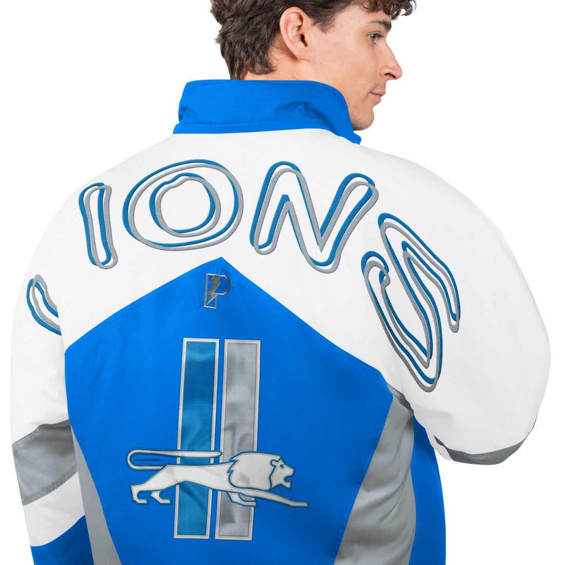 Detroit Lions Pro Player Shoulder To Shoulder Polyfill Full-Zip Hooded Jacket Blue