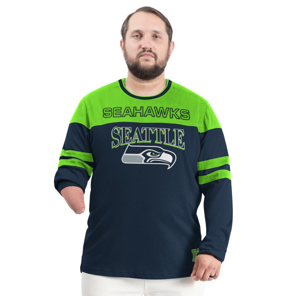 Seattle Seahawks G-III Sports by Carl Banks Adaptive Outlast Long Sleeve T-Shirt College Navy/Neon Green