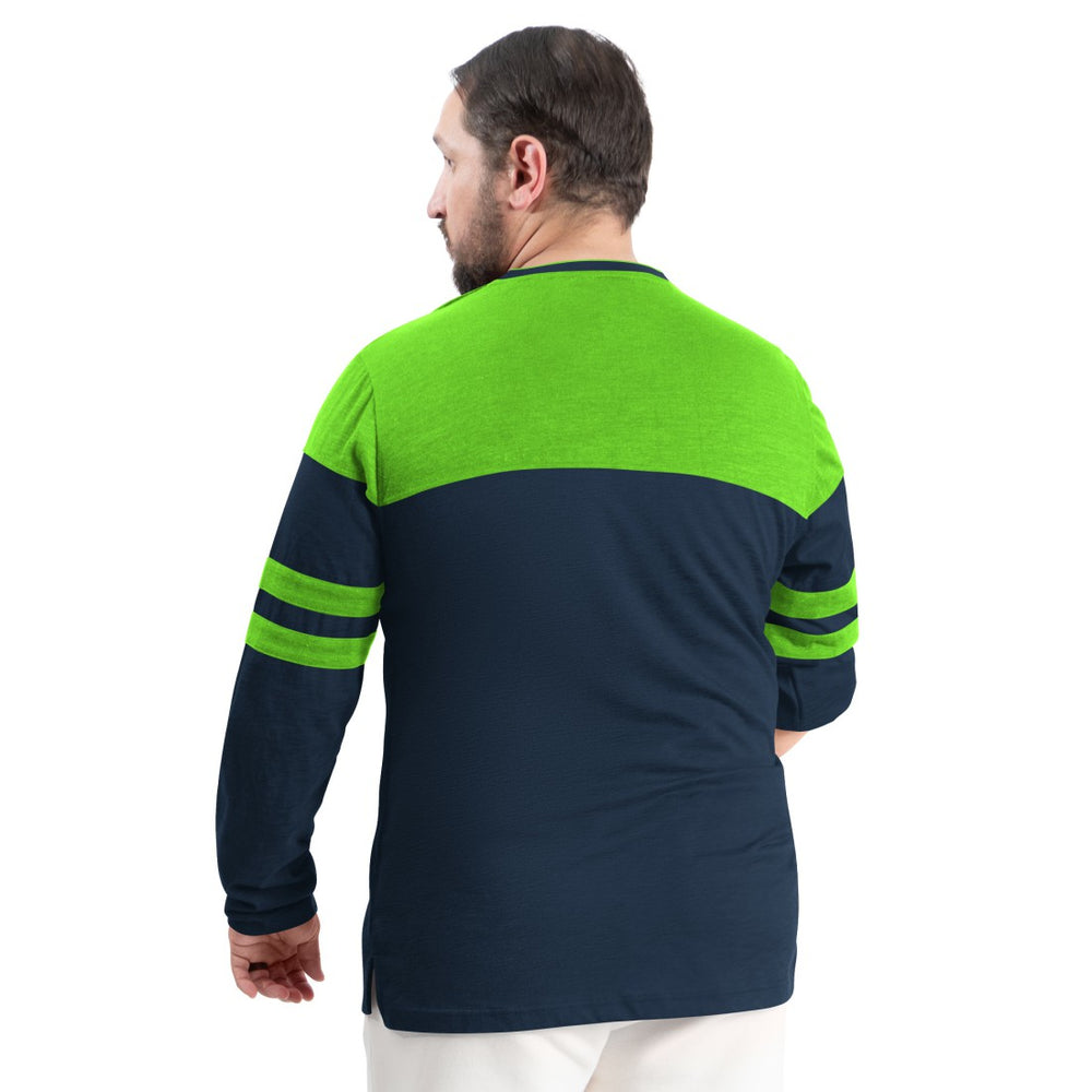 Seattle Seahawks G-III Sports by Carl Banks Adaptive Outlast Long Sleeve T-Shirt College Navy/Neon Green