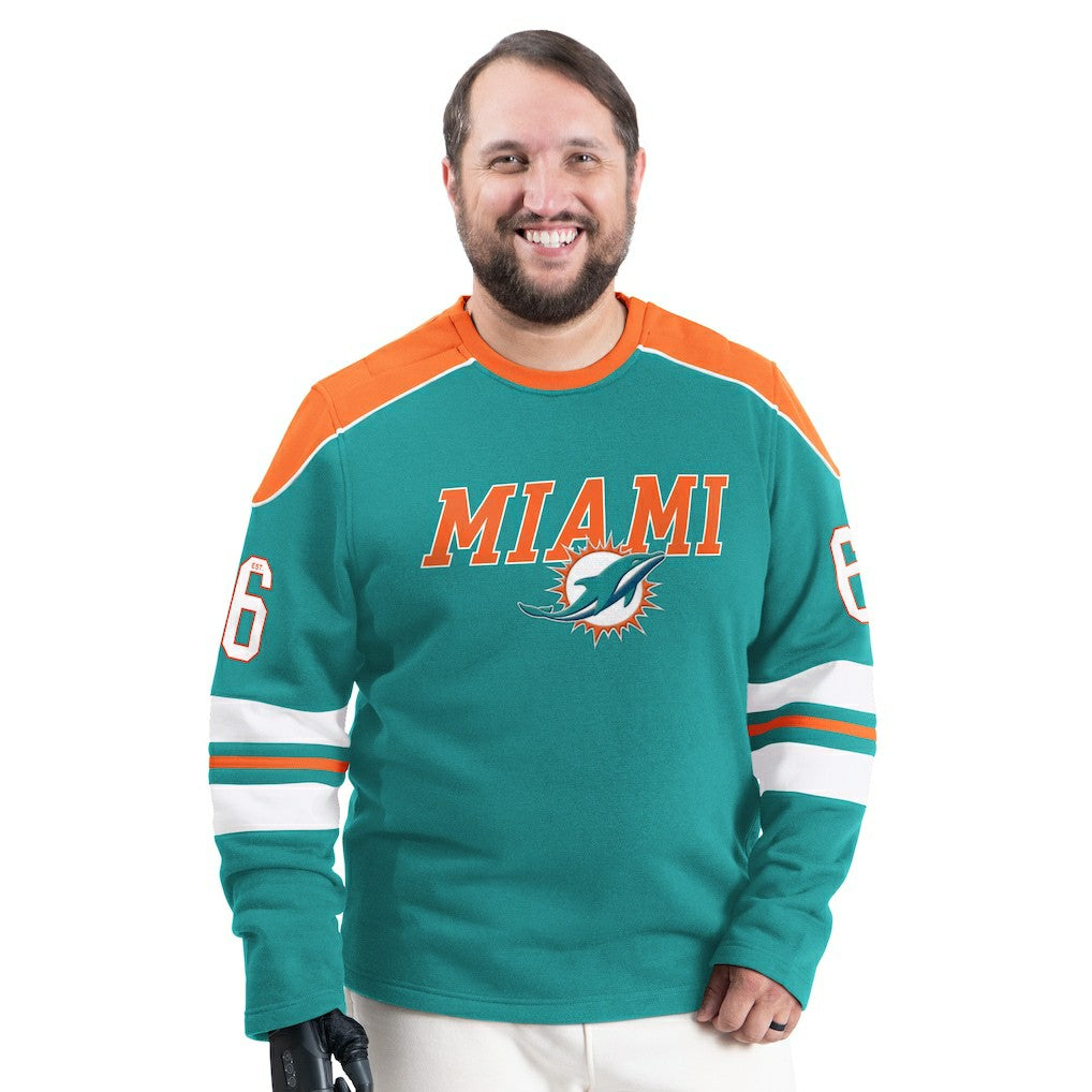 Miami Dolphins G-III Sports by Carl Banks Adaptive Lord Stanley Crewneck Sweatshirt Aqua