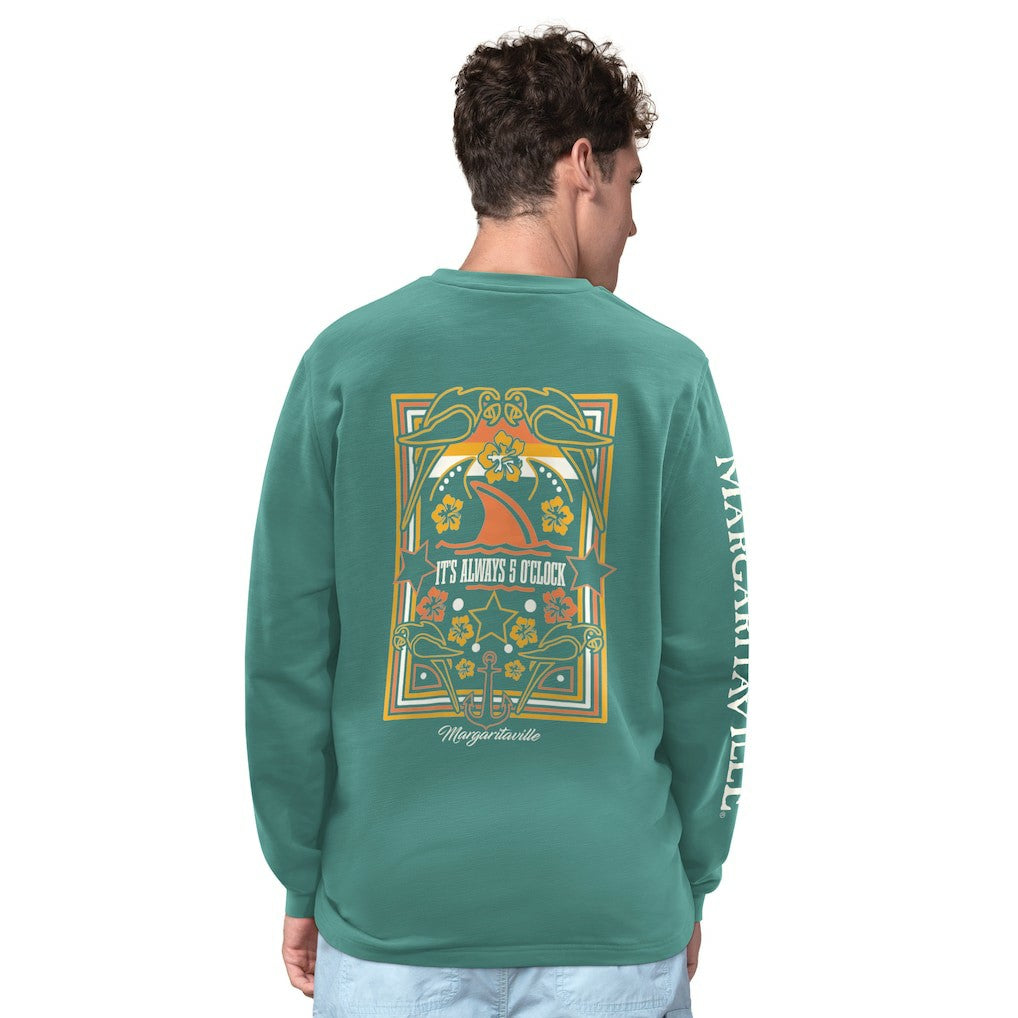 Green Bay Packers Margaritaville Five O'Clock Henley Long Sleeve T-Shirt Green