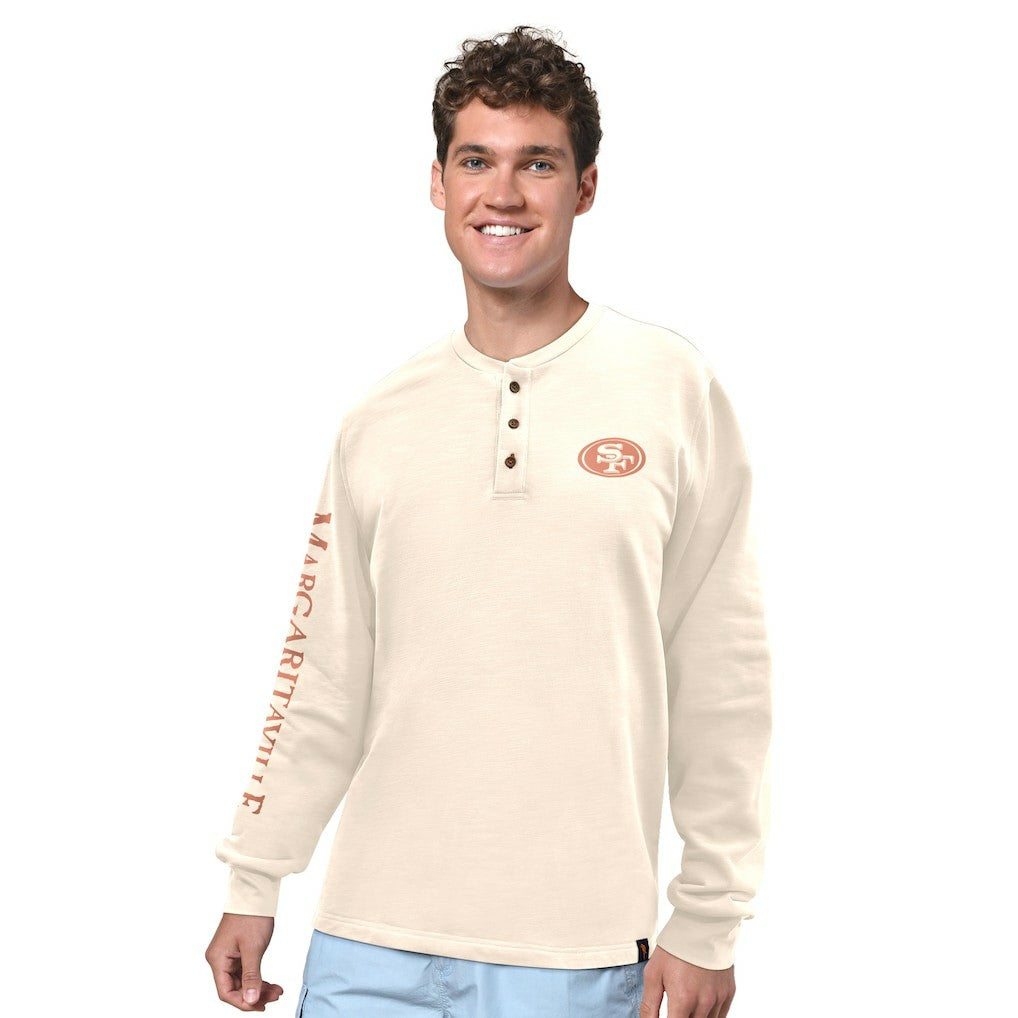 San Francisco 49ers Margaritaville Five O'Clock Henley Long Sleeve T-Shirt Cream