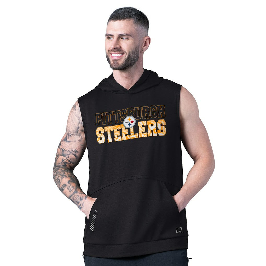 Pittsburgh Steelers MSX by Michael Strahan Tri-Blend Rebound Sleeveless Hoodie Black