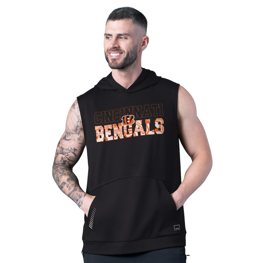 Cincinnati Bengals MSX by Michael Strahan Tri-Blend Rebound Sleeveless Hoodie Black