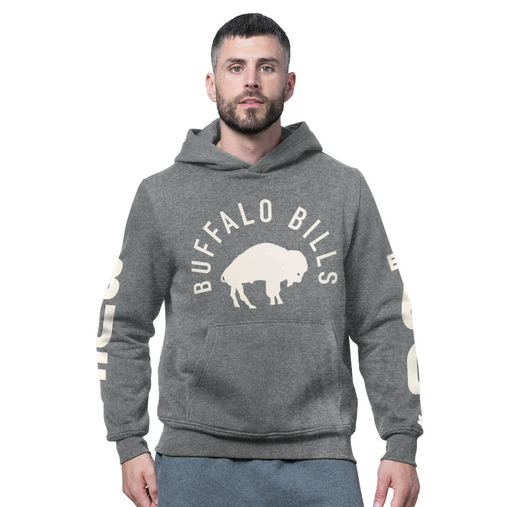 Buffalo Bills Starter Handoff Vintage Logo Fleece Hoodie Sweatshirt Charcoal