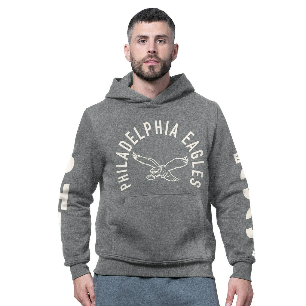 Philadelphia Eagles Starter Handoff Vintage Logo Fleece Hoodie Sweatshirt Charcoal