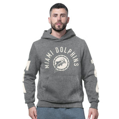 Miami Dolphins Starter Handoff Vintage Logo Fleece Hoodie Sweatshirt Charcoal