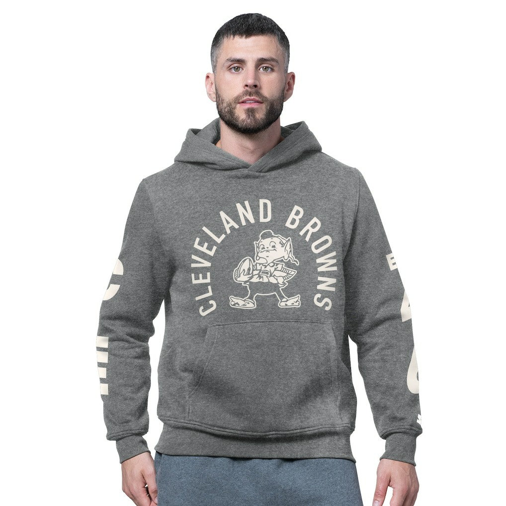 Cleveland Browns Starter Handoff Vintage Logo Fleece Hoodie Sweatshirt Charcoal