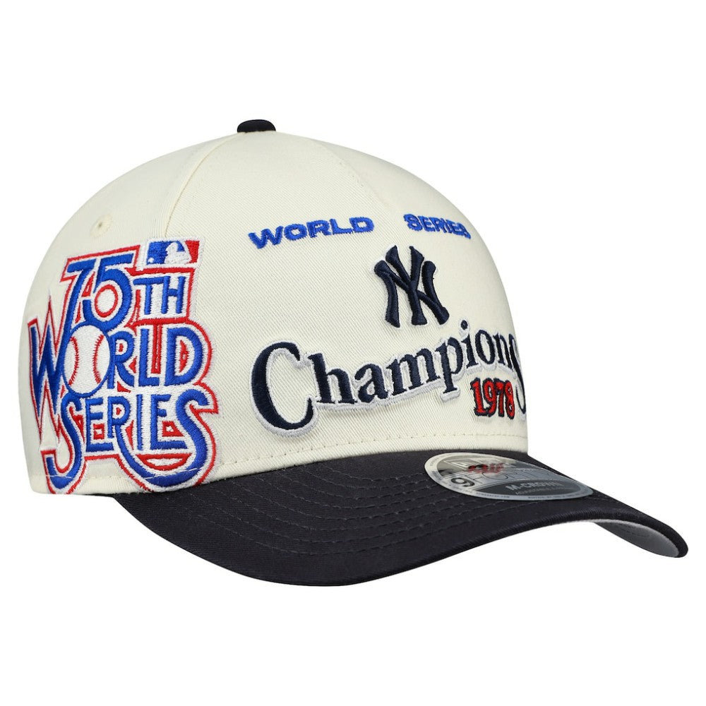 New York Yankees New Era World Series 9FORTY M-Crown A-Frame Adjustable Hat - Cream/Navy Hats