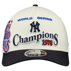 New York Yankees New Era World Series 9FORTY M-Crown A-Frame Adjustable Hat - Cream/Navy Hats