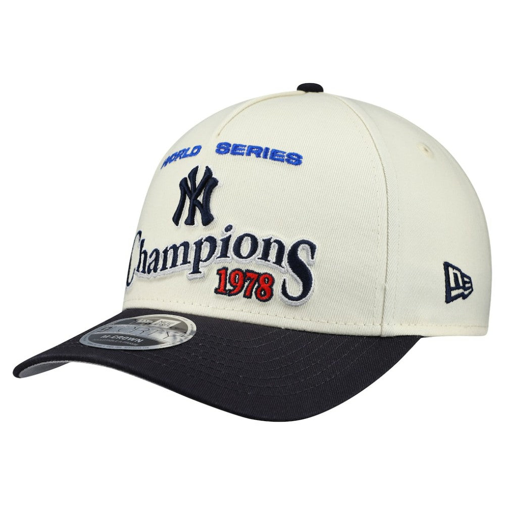 New York Yankees New Era World Series 9FORTY M-Crown A-Frame Adjustable Hat - Cream/Navy Hats