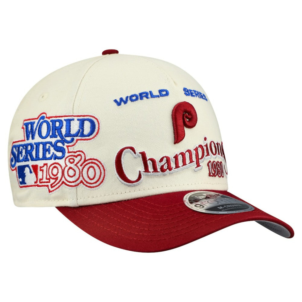 Philadelphia Phillies New Era World Series 9FORTY M-Crown A-Frame Adjustable Hat - Cream/Red Hats