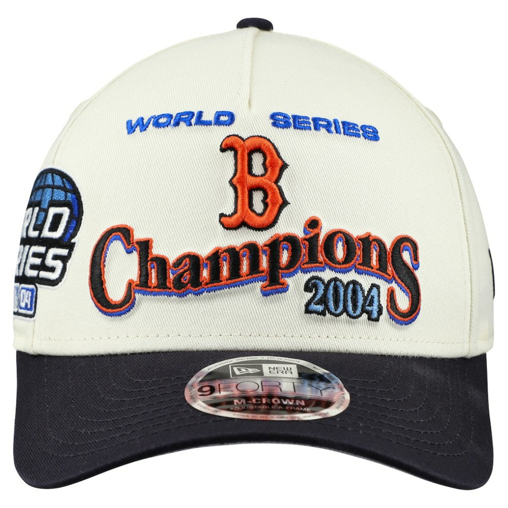 Boston Red Sox New Era World Series 9FORTY M-Crown A-Frame Adjustable Hat - Cream/Navy Hats
